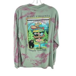 Simply Southern upcycled West Virginia Large tie dye NEW NWT pink crinkle